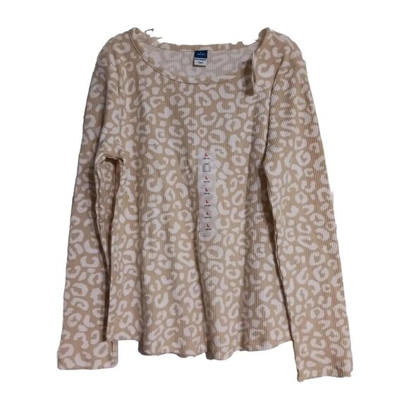 Old Navy Other - NWT Girls Old Navy Cozy LS Printed Rib Knit Tee Size L 10-12 Tan Leopard